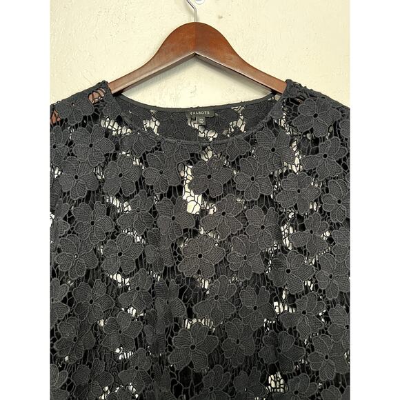 NEW! Talbots Crochet Floral Cover Up Top Eyelet Knit Black - XS - Picture 3 of 3